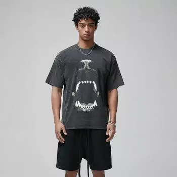 Футболка с забавным графическим принтом в уличном стиле, черная футболка свободного покроя из хлопка, топы унисекс, футболки, летняя футболка с короткими рукавами S чёрный