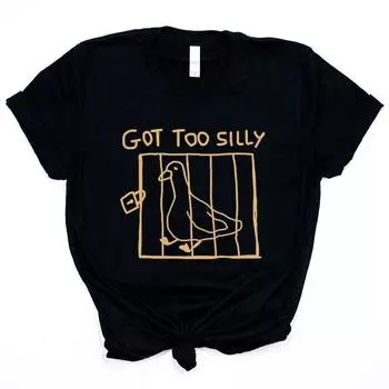 Футболка с забавным гусем Футболки со смешным мемом Футболки с забавным милым гусем Футболки с графическим принтом для женщин с короткими рукавами Повседневные топы S чёрный