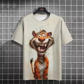 Футболка с забавным изображением животных для мужчин, футболки с графическим 3D-принтом, повседневные футболки с коротким рукавом, свободная мужская одежда, топы, лето 2024 г., новинка S