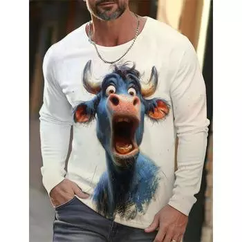 Футболка с забавным изображением животных для мужчин, футболки с графическим 3D-принтом, повседневные футболки с коротким рукавом, свободная мужская одежда, топы, лето 2025 г., новинка S