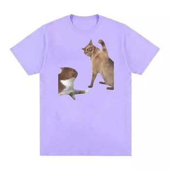 Футболка с забавным котом и мемом для мужчин и женщин, модные футболки высокого качества в стиле ретро, повседневная футболка большого размера из 100% хлопка, топы в стиле Харадзюку S чёрный