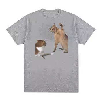 Футболка с забавным котом и мемом для мужчин и женщин, модные футболки высокого качества в стиле ретро, повседневная футболка большого размера из 100% хлопка, топы в стиле Харадзюку S чёрный