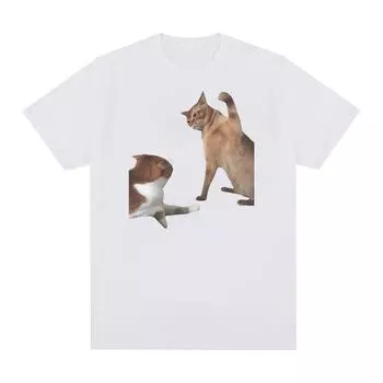 Футболка с забавным котом и мемом для мужчин и женщин, модные футболки высокого качества в стиле ретро, повседневная футболка большого размера из 100% хлопка, топы в стиле Харадзюку S чёрный