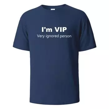 Футболка с забавным принтом букв I m VIP для мужчин, 100% хлопок, летние дышащие топы с круглым вырезом, свободные базовые футболки, мужская одежда S бежевый