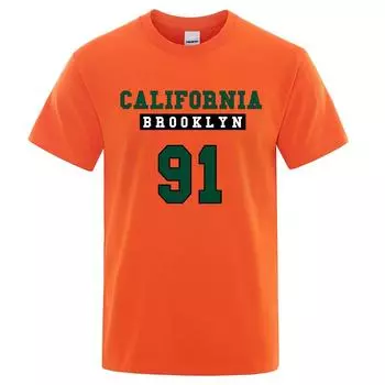 Футболка с забавным принтом California Brooklyn 91 Street Letter, унисекс, модная хлопковая футболка, повседневная летняя дышащая футболка унисекс L