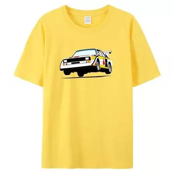 Футболка с забавным принтом гоночных автомобилей для женщин, одежда унисекс, повседневный топ с коротким рукавом и круглым вырезом, модная футболка Group B, летняя футболка большого размера 4XL жёлтый