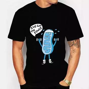 Футболка с забавным принтом «Митохондрии, у меня есть сила биологии» для мужчин. Одежда. Забавные футболки для мужчин в стиле кавайи. Футболки больших размеров. S чёрный