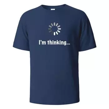 Футболка с забавным принтом «Я думаю, что это так», летняя футболка для мужчин и женщин, 100% хлопок, О-образный вырез, свободный повседневный топ с короткими рукавами в уличном стиле, базовый топ S бежевый