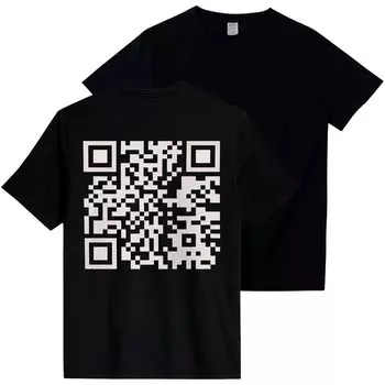 Футболка с забавным QR-кодом, футболка с шуткой о QR-коде, забавный графический принт на спине, короткий рукав, унисекс, футболка XXL чёрный