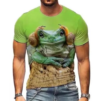 Футболка с забавным животным принтом для мужчин, модная футболка с рисунком медведя и свиньи, свободные топы с круглым вырезом для отдыха, летние футболки с короткими рукавами XS