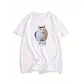 Футболка с забавными котами-мемами, повседневная, удобная, на лето, футболка для женщин/мужчин, футболка с забавным принтом кота, футболка с коротким рукавом, топ XS чёрный