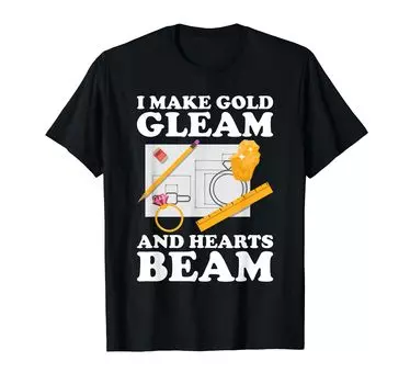 Футболка с золотым блеском глаз и сердечками чёрный