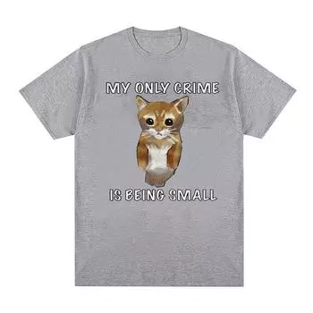 Футболка Sad Cat Standing Funny Meme, мужская и женская повседневная модная футболка с коротким рукавом, милые топы, одежда, хлопковая футболка большого размера S чёрный