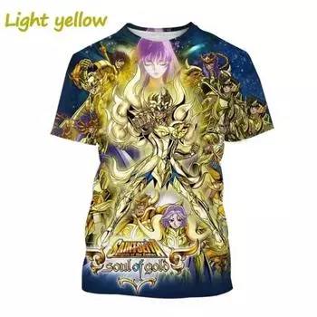 Футболка Saint Seiya с 3D-принтом для мужчин и женщин, круглый вырез, повседневные топы с короткими рукавами, свободные футболки, аниме-футболка S