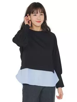 ФУТБОЛКА Sakariba x Shirt Docking Cut and Sew ЧЕРНАЯ ОДИН РАЗМЕР [Beams Heart] L/S Женская чёрный