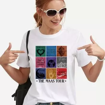 Футболка Sarah J Maas Eras Tour Футболка Maas Tour Футболка Crescent City Женская футболка с графикой Throne of Glass Merch Подарок фанатам SJM S чёрный