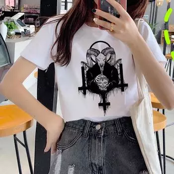 Футболка Satan Demon, женская футболка Grim Reaper Satanist Hell Satanism Hrajuku, забавная футболка с ужасом XL белый