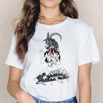 Футболка «Сатана», «Демон, смерть», женская, страшная, злая, сатанизм, футболка «Мрачный жнец», «Бафомет», сатанист XL белый