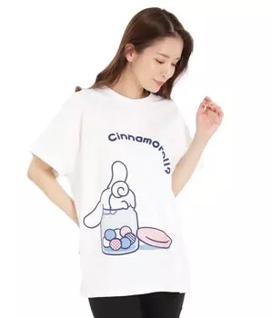 Футболка SAZAC Hide and Seek Cinnamon женская с U-образным вырезом Cinnamoroll Cinnamoroll Sanrio размер ML белая
