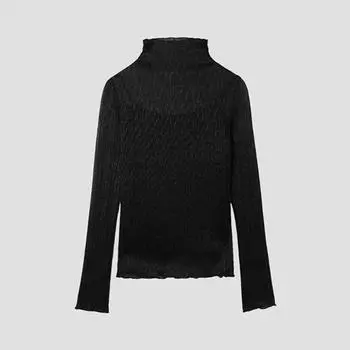 Футболка She Smiss с блестками и воротником-стойкой в рубчик swjTsp12060 Bk blacks/55