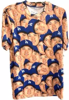 Футболка Shohei Otani Face Los Angeles Dodgers Official Goods Full of Faces [MLB] [Overseas Limited] (L) [Элемент] синий