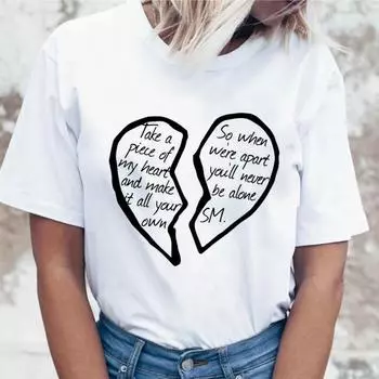 Футболка Шона Мендеса, футболка в стиле Харадзюку, футболки, графическая одежда, корейская женская одежда для топа M белый