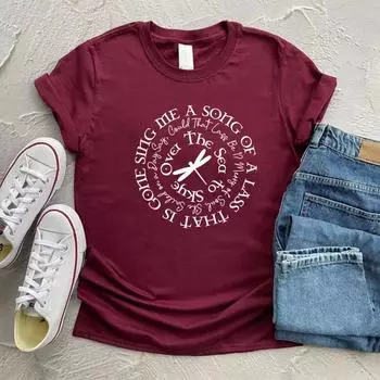 Футболка Sing Me A Song Футболка Claire Книжный товар Outlander Футболки Jamie Fraser Футболка Fraser Ridge Clan Tv Series Футболка Retro Sassenach Топ S вино красного