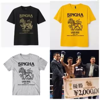 Футболка Singha Lion Premium Large Тайское пиво Муай Тай Кикбоксинг MMA UFC Хлопок с коротким рукавом Круглый вырез с круглым вырезом Мужчины Женщины Унисекс