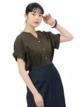 Футболка Skipper Neck Cut and Sew OLIVE FREE [Beams Heart] S/S_TEE женская [WEB Limited]