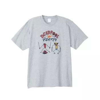 Футболка Small Planet Marvel 50 Design VS Deadpool размера L, серая, меланжевая, 45/Росомаха