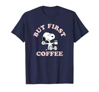 Футболка Снупи PEANUTS But First Coffee синий
