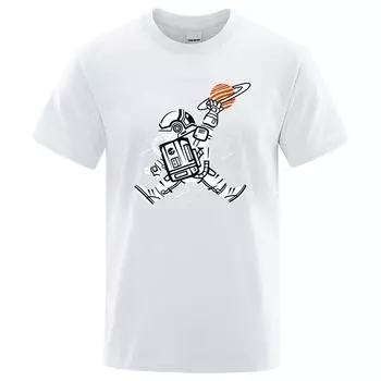 Футболка из хлопка Spaceman Dunk для мужчин и женщин, хлопковая эко-футболка, футболки большого размера, дышащие, свободные, с коротким рукавом, в стиле хип-хоп, удобные топы S красный