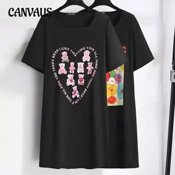 Футболка средней длины Женские свободные платья Рубашка больших размеров Футболка с коротким рукавом Платье XL