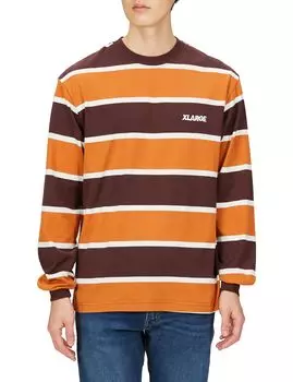 Футболка STANDARD LOGO STRIPED TEE BROWN M [Очень большой] Футболка L/S Мужская