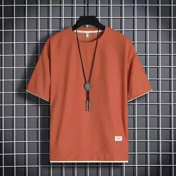 Футболка стильная однотонная мягкая мужская летняя футболка повседневная мужская верхняя одежда для поездок на работу летняя футболка мужская одежда XL хаки