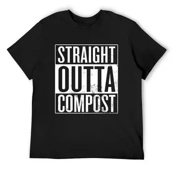 Футболка Straight Outta Compost Футболки с рисунком Корейская мода Мужская футболка Мужская футболка с рисунком S белый