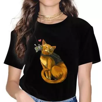 Футболка Stray Game Friendship, женская футболка из полиэстера Harajuku Fashion с круглым вырезом M чёрный