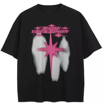 Футболка Streetwear Shadows Graphic Футболка из хлопка Унисекс Футболка большого размера с короткими рукавами S чёрный