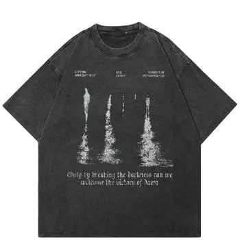 Футболка Streetwear Shadows Graphic Washed Black, хлопковая, унисекс, топы, футболки, летняя, с короткими рукавами S чёрный