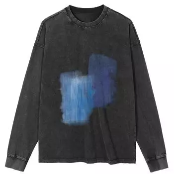 Футболка Streetwear Shadows Graphic Washed Black, хлопковая, унисекс, топы, футболки, футболки больших размеров, длинная футболка S чёрный