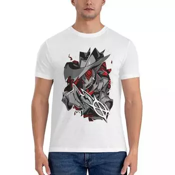 Футболка Striker Demon - Helluva Boss для мужчин, хлопковая, смешная, с круглым вырезом, футболка с изображением мультяшного отеля Hazbin, с коротким рукавом S чёрный