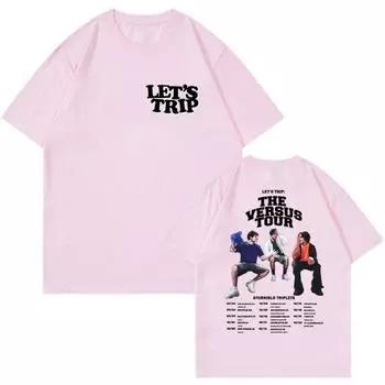Футболка Sturniolo Triplets Merch Let s Trip 2023 The Versus Tour, уличная одежда с круглым вырезом и короткими рукавами, мужская и женская футболка, модная одежда XL