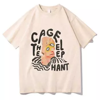 Футболка Sudaderas в стиле ретро 2024 года с графическим принтом Cage The Elephant в стиле гранж, летняя хлопковая футболка унисекс, модные футболки в стиле панк XS песочный