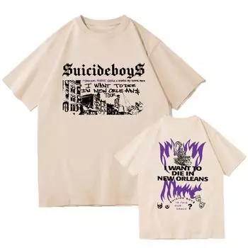 Футболка Suicideboys G59 Мужская мода I Want To Die In New Orleans Музыкальный альбом Хип-хоп Футболки Уличная одежда Харадзюку S