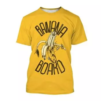 Футболка Summer Fun с рисунком банана, модная мужская футболка с круглым вырезом и коротким рукавом с принтом в виде 3D-принта S