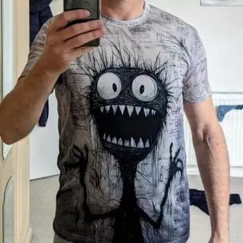 Футболка SummerAnime Monster in Panic Pattern, новая мужская новинка, 3D, короткий рукав, O-образный вырез, свободная футболка, мужская одежда, футболки, топы S