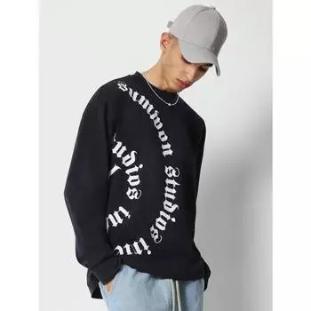 Футболка SUMWON с длинным рукавом и спиральным графическим принтом спереди и сзади S