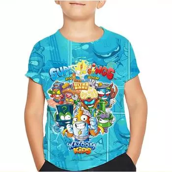 Футболка Superzings с рисунком Kazoom, детская одежда, футболка для девочек/мальчиков, симпатичные детские топы Harajuku, летняя повседневная футболка, одежда для малышей 100 белый