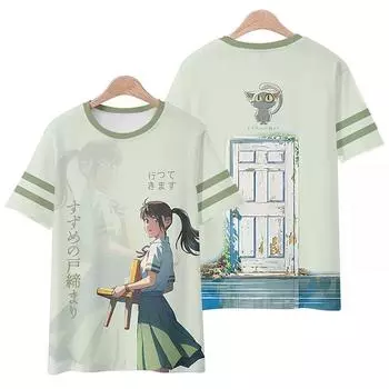 Футболка Suzume No Tojimari, женская уличная одежда с 3D принтом в стиле аниме, повседневная модная большая футболка, футболка в стиле Харадзюку, топ S