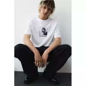 Футболка свободного покроя HM белая 2pac XS